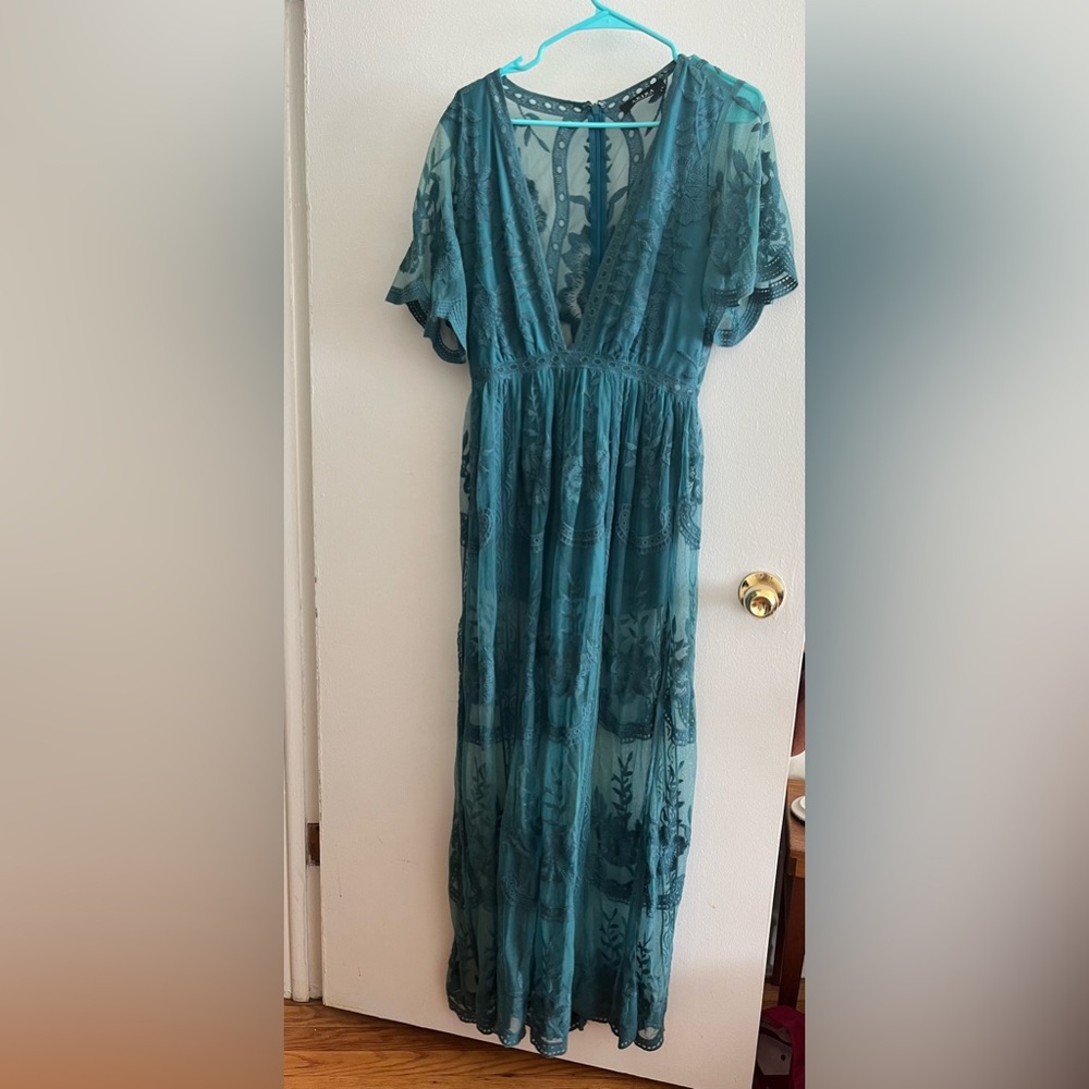 Romper with maxi dress lace overlay